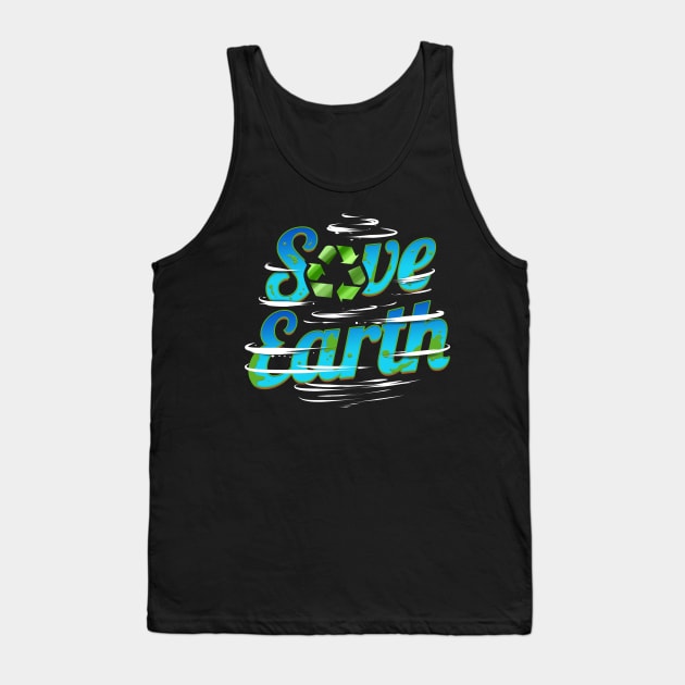 Save Earth With Recycle Logo And Clouds For Earth Day Tank Top by SinBle